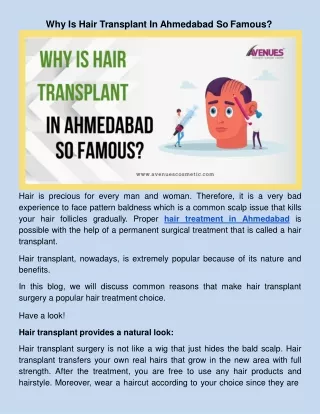 ​Why Is Hair Transplant In Ahmedabad So Famous?