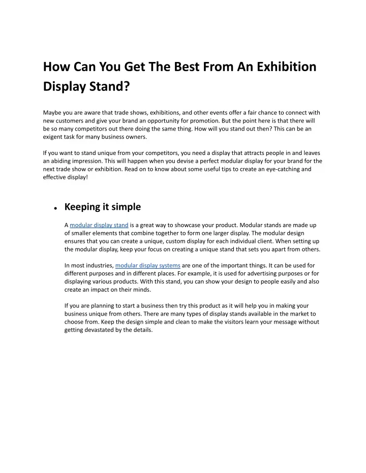 how can you get the best from an exhibition