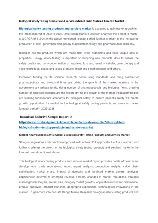 biological safety testing products and services