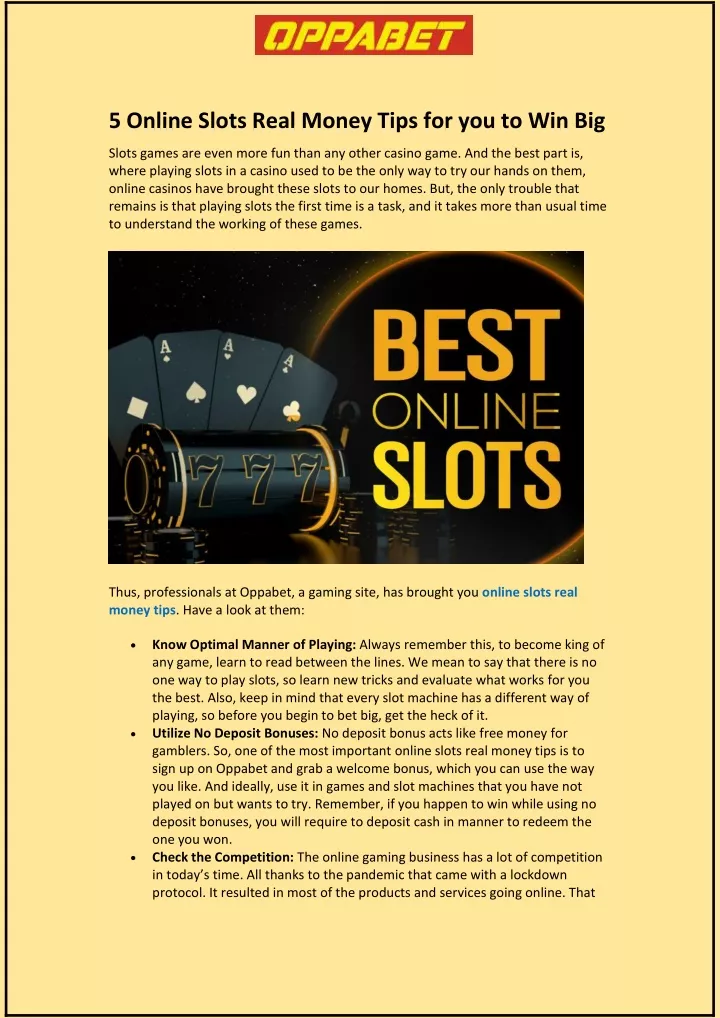 5 online slots real money tips for you to win big