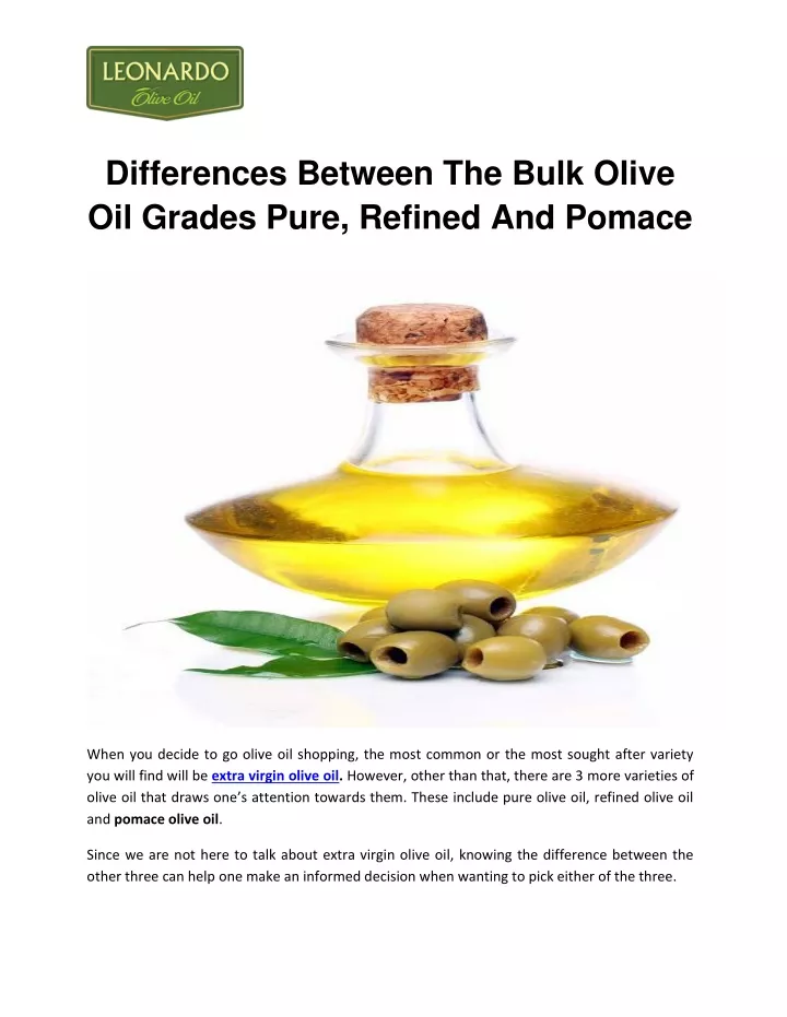 differences between the bulk olive oil grades