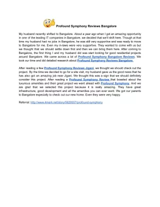 profound symphony reviews bangalore