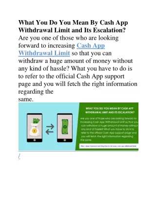 What You Do You Mean By Cash App Withdrawal Limit And Its Escalation?