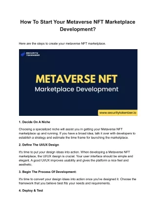 how to start your metaverse nft marketplace