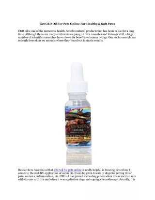 CBD Oil For Pets Online