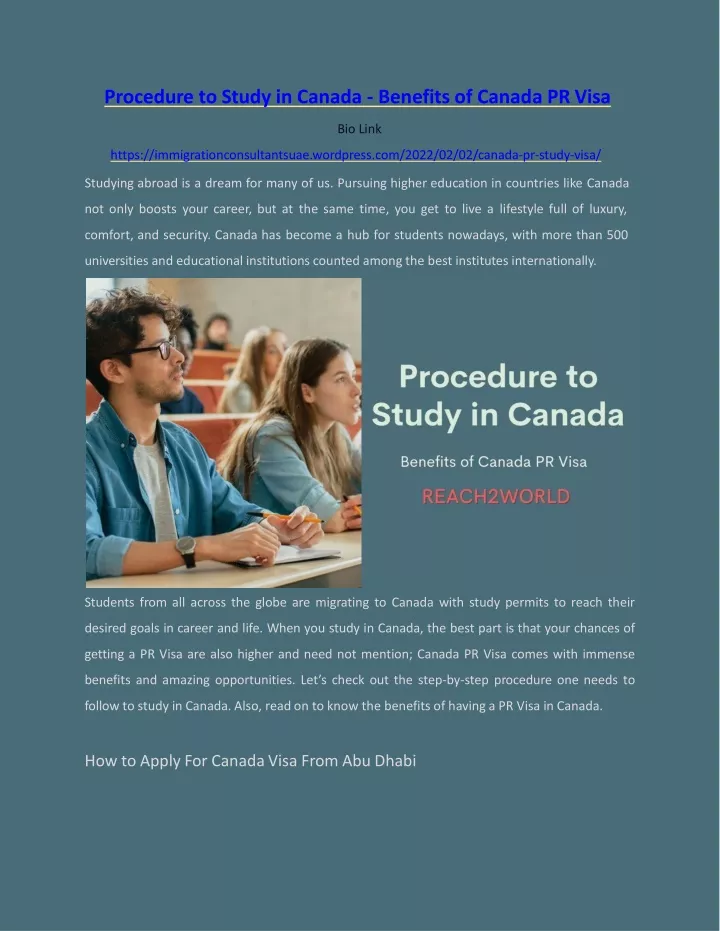 procedure to study in canada benefits of canada