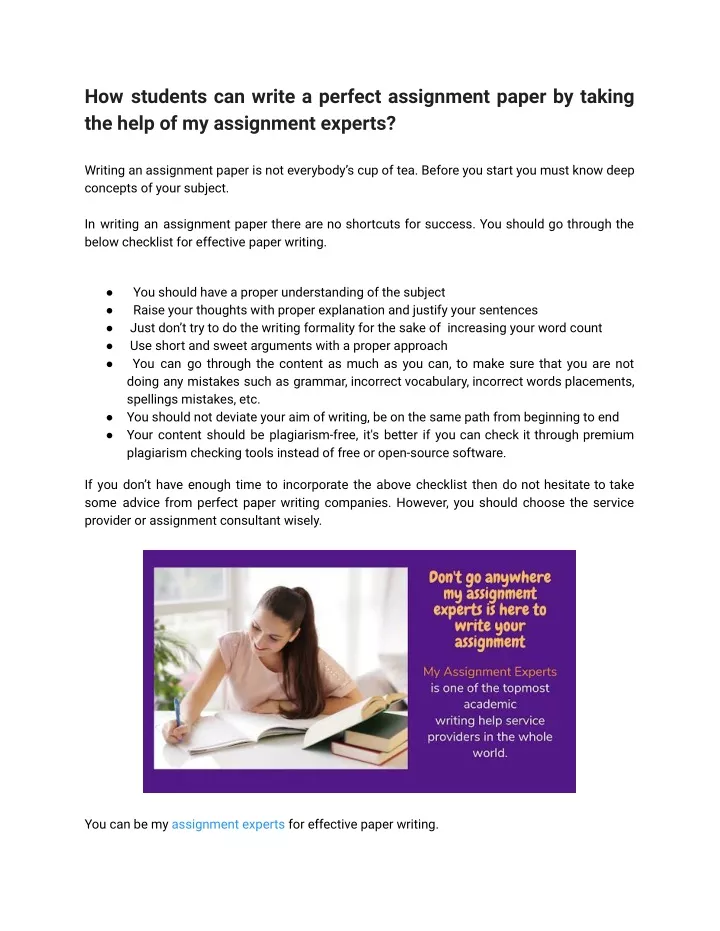 how students can write a perfect assignment paper
