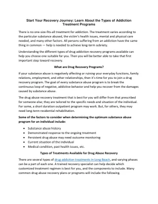 start your recovery journey learn about the types