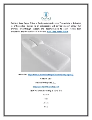 get best sleep apnea pillow at davinciorthopedics