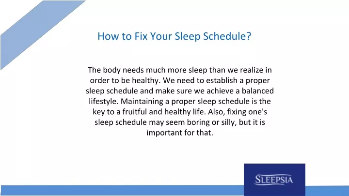 how to fix your sleep schedule