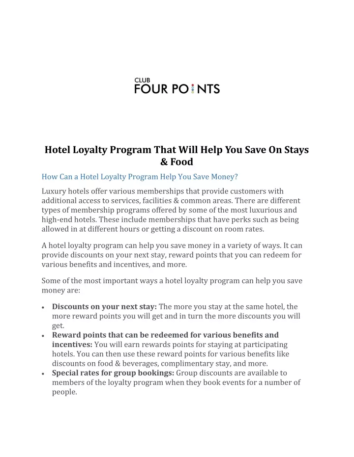 hotel loyalty program that will help you save