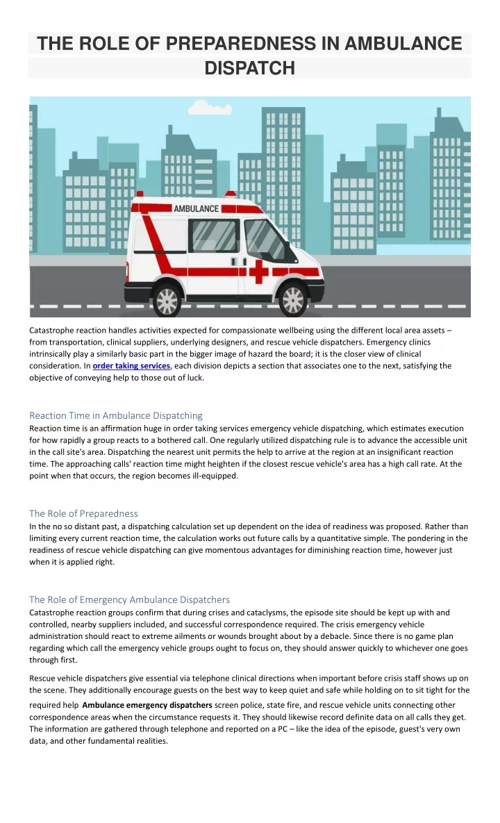 the role of preparedness in ambulance dispatch
