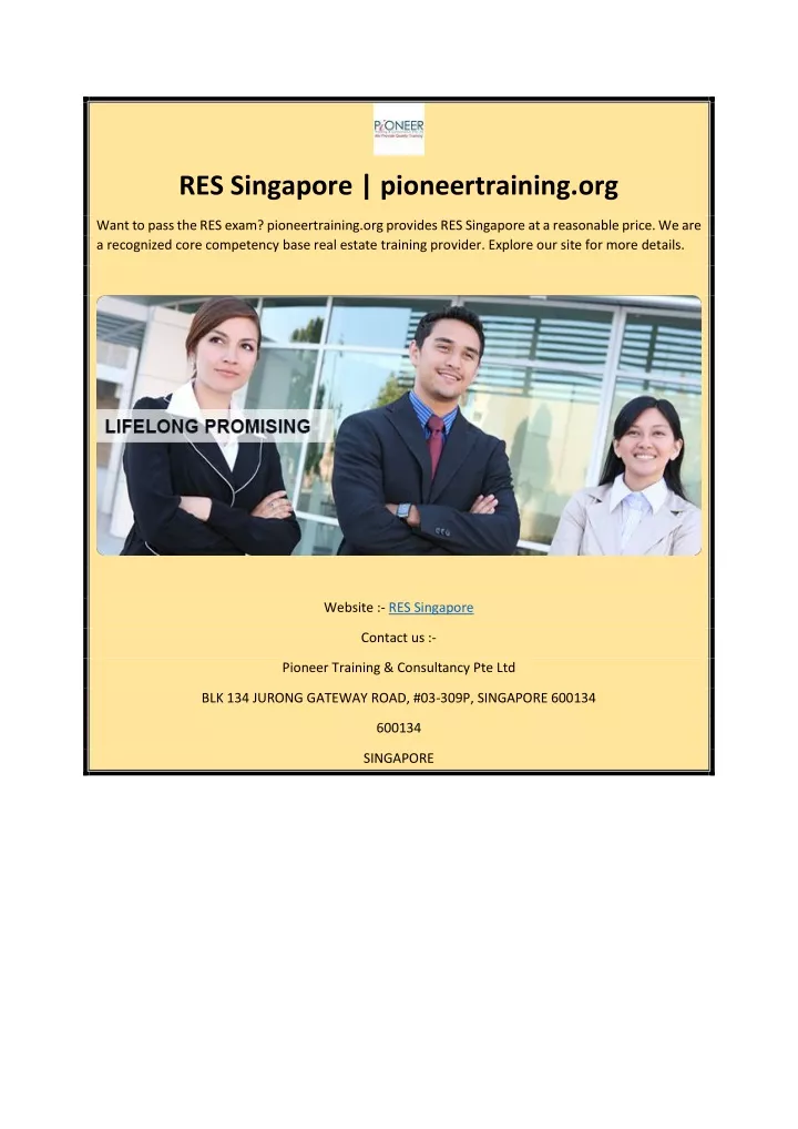 res singapore pioneertraining org