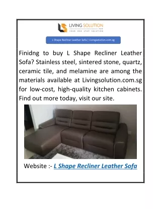 L Shape Recliner Leather Sofa  Livingsolution.com.sg