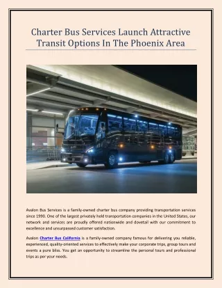 charter bus services launch attractive transit