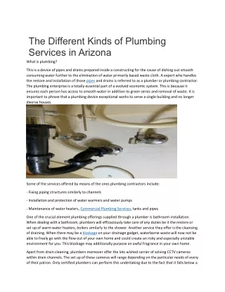 The Different Kinds of Plumbing Services in Arizona