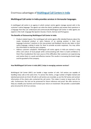 Enormous advantages of Multilingual Call Centers in India-converted