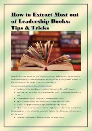 How to Extract Most out of Leadership Books: Tips & Tricks