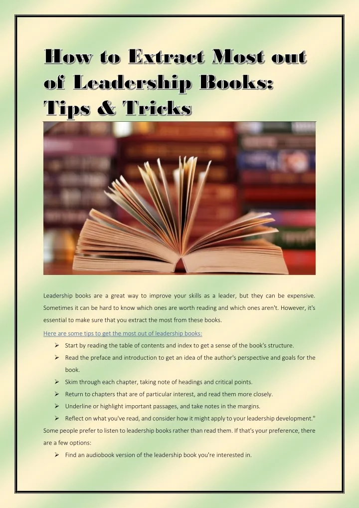leadership books are a great way to improve your