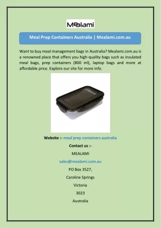 Meal Prep Containers Australia  Mealami.com.au