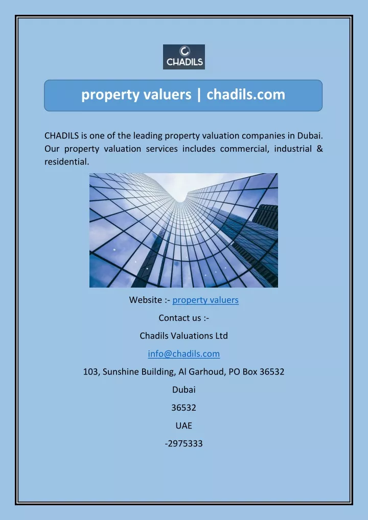 property valuers chadils com