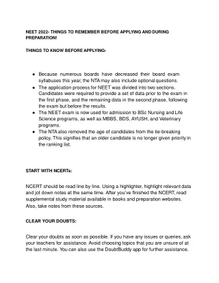 neet 2022 things to remember before applying