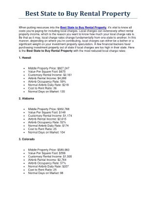 Best State to Buy Rental Property