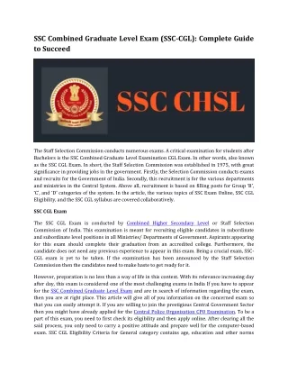 ssc combined graduate level exam ssc cgl complete