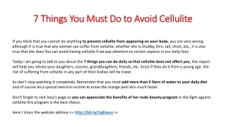 7 Things You Must Do to Avoid Cellulite