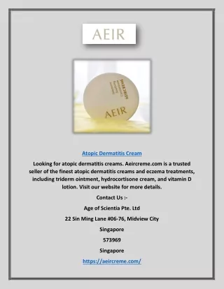 Atopic Dermatitis Cream | Aeircreme.com