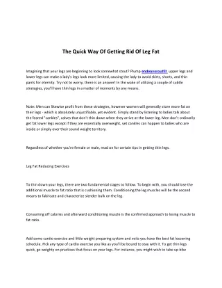 the quick way of getting rid of leg fat