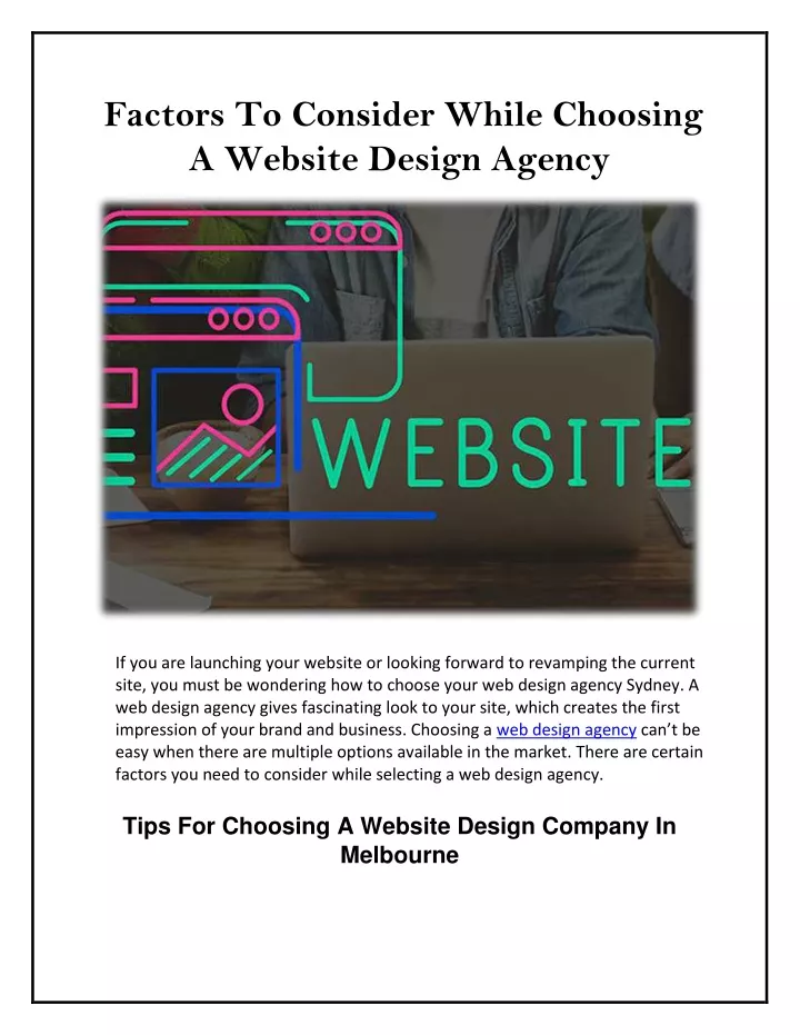 factors to consider while choosing a website