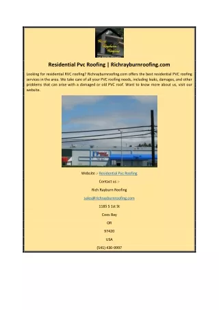 Residential Pvc Roofing | Richrayburnroofing.com