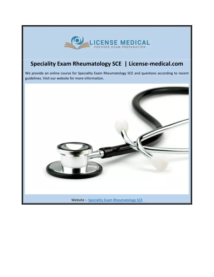 speciality exam rheumatology sce license medical