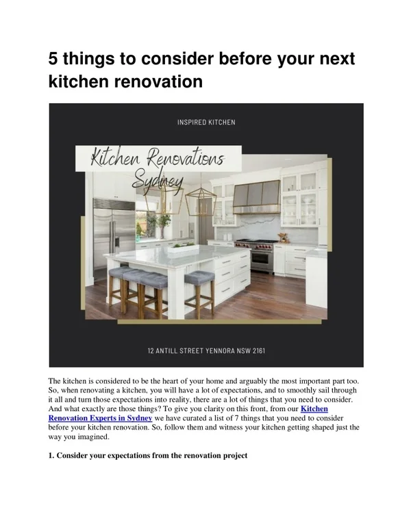 PPT - 5 things to consider before your next kitchen renovation ...
