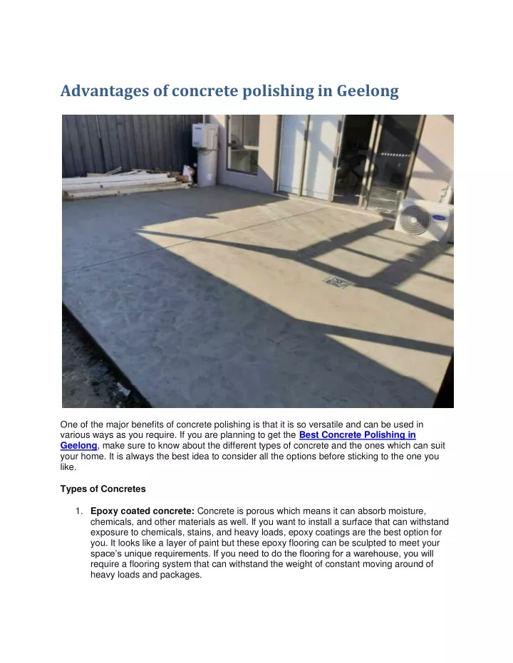 advantages of concrete polishing in geelong