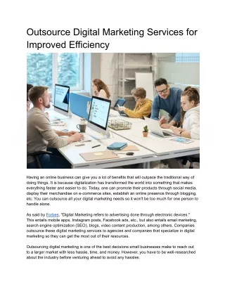 Outsource Digital Marketing Services for Improved Efficiency