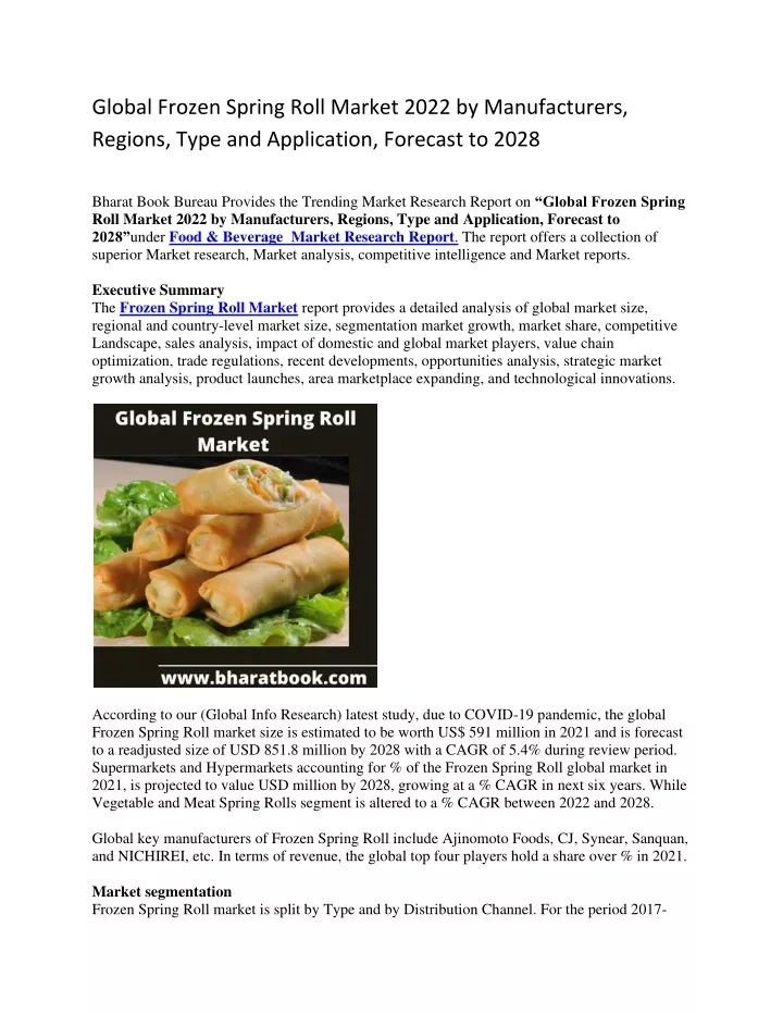 global frozen spring roll market 2022