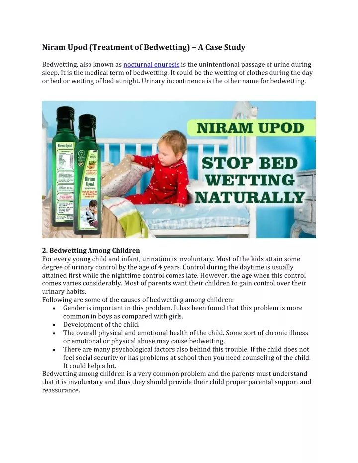 niram upod treatment of bedwetting a case study