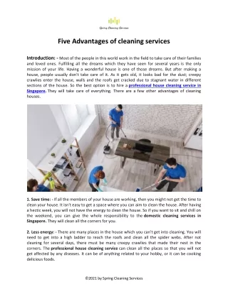 Five Advantages of cleaning services