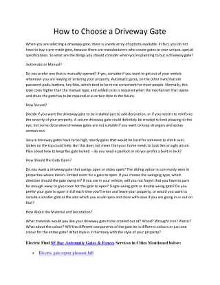 How to Choose a Driveway Gate