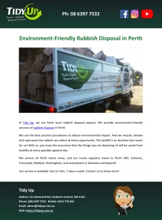 Environment-Friendly Rubbish Disposal in Perth