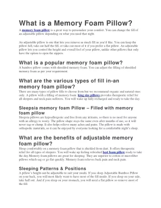What is a Memory Foam Pillow