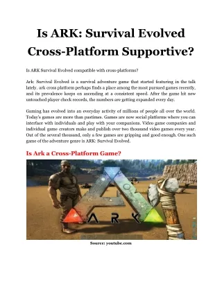 is ark survival evolved cross platform supportive