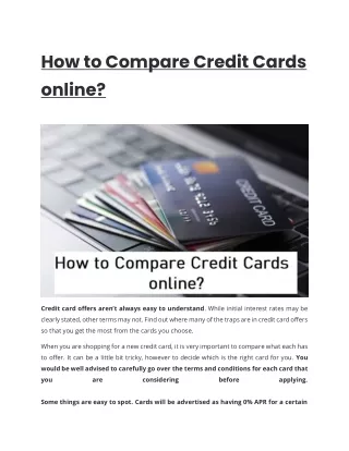 how to compare credit cards online