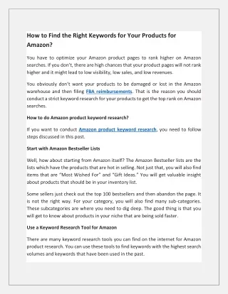 how to find the right keywords for your products
