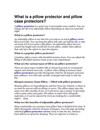 What is a pillow protector and pillow case protectors