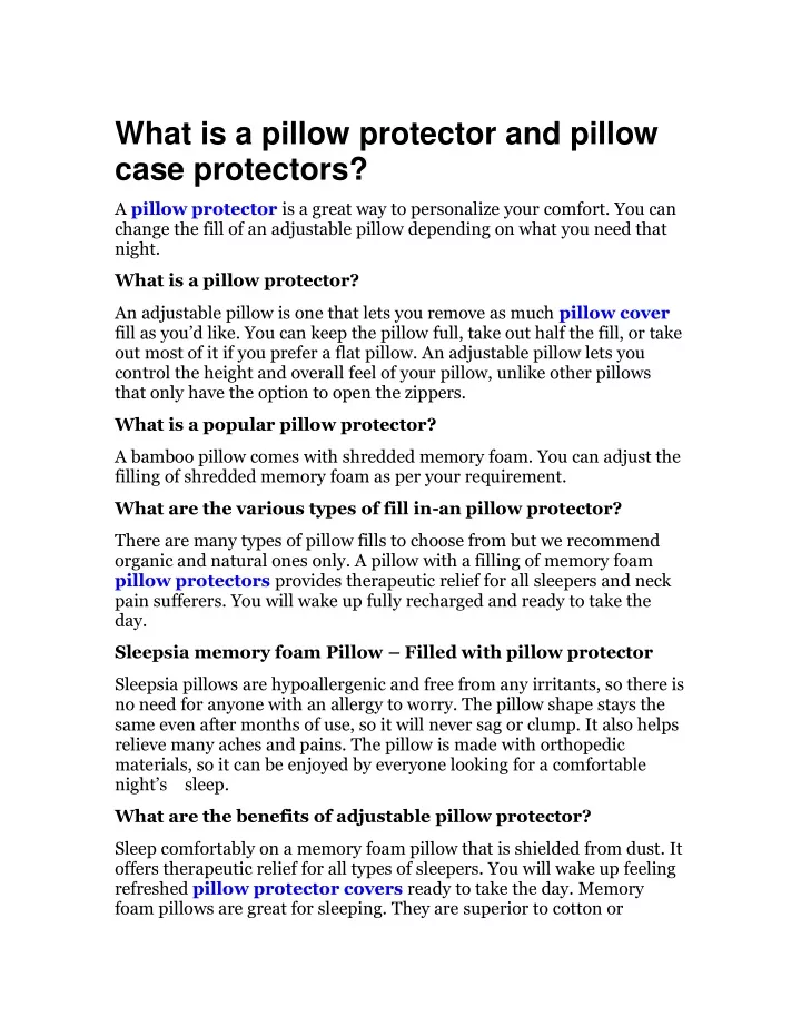 what is a pillow protector and pillow case