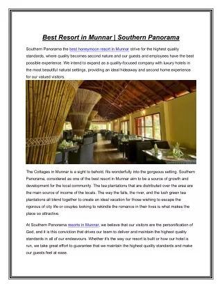 Best Resort in Munnar | Southern Panorama