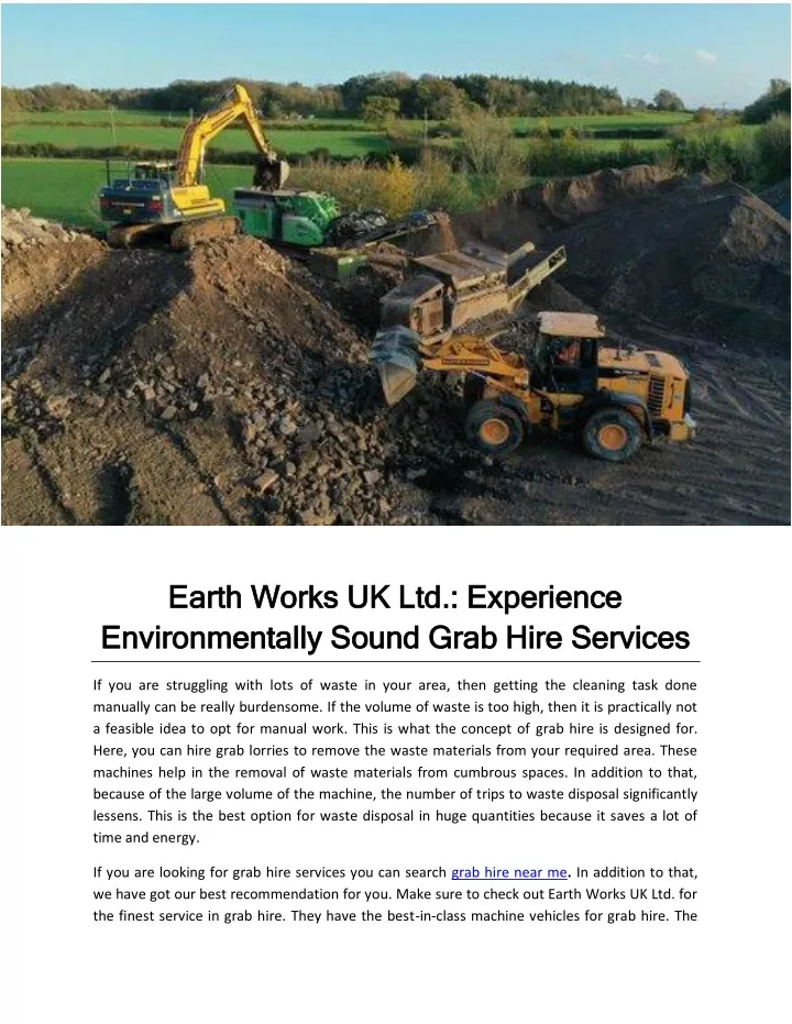earth works uk ltd experience earth works